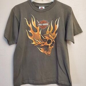 Harley Davidson skull flame tee
